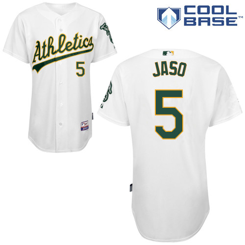 John Jaso #5 MLB Jersey-Oakland Athletics Men's Authentic Home White Cool Base Baseball Jersey